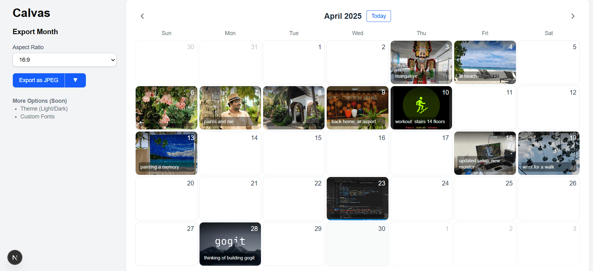 Calvas Calendar Demo